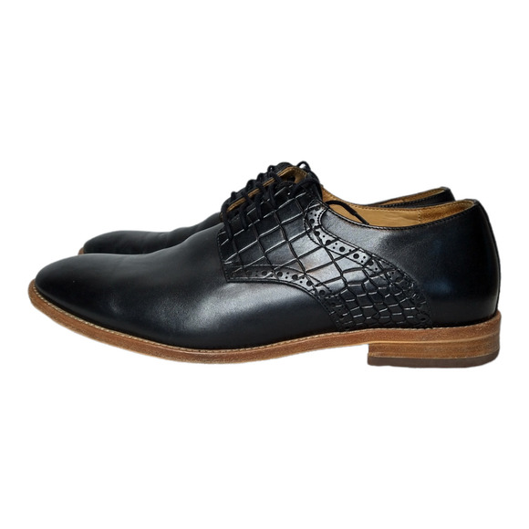 Warfield & Grand Men's Archer Leather Oxford Plain Toe Black Derby Shoes Sz 10.5 - Picture 5 of 12